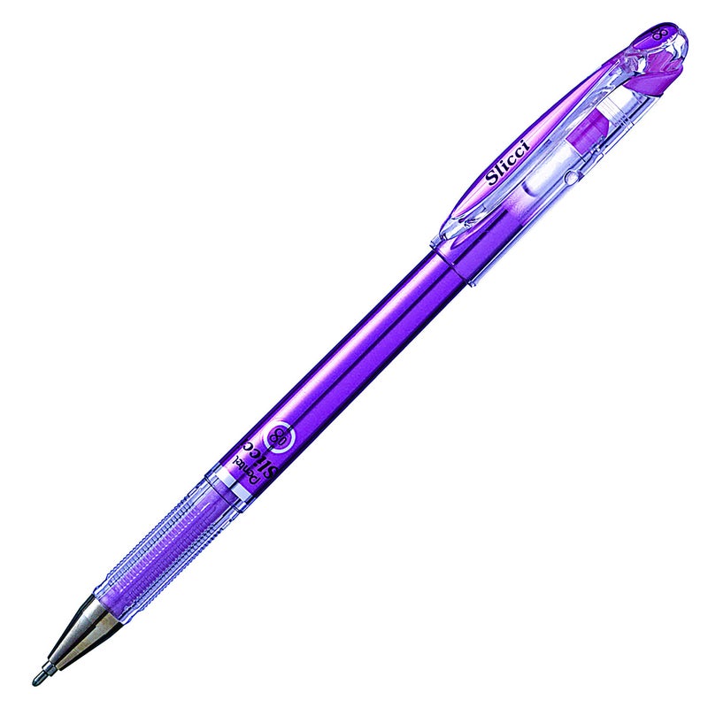 بنتل قلم جل برأس إبرة 0.8 مم من Pentel Arts Slicci Metallic، حبر بنفسجي معدني، صندوق من 12 (BG208-MV) - Image 1